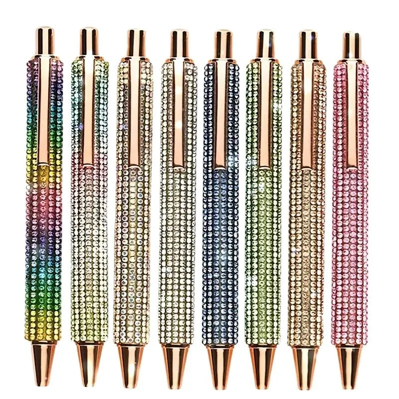 Set of 6 Ballpoint Pens with Sparkling Crystals