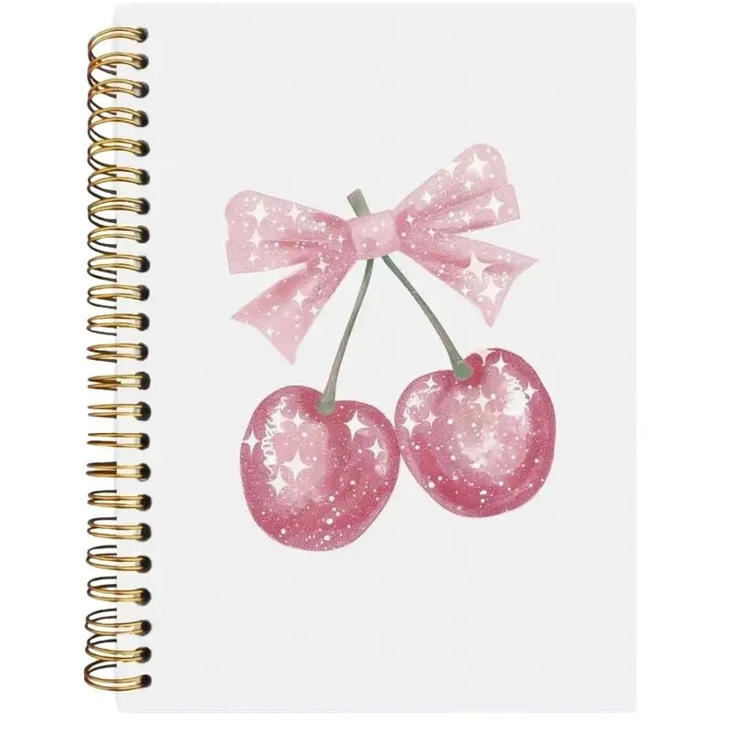 Spiral notebook with a sparkling cherry design