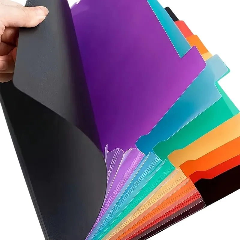Expandable folder with colored tabs