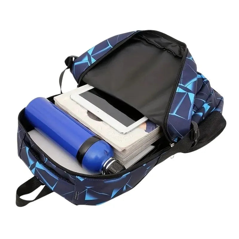 Blue Geometry Backpack