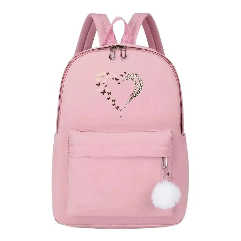 Pink Butterfly Heart Backpack