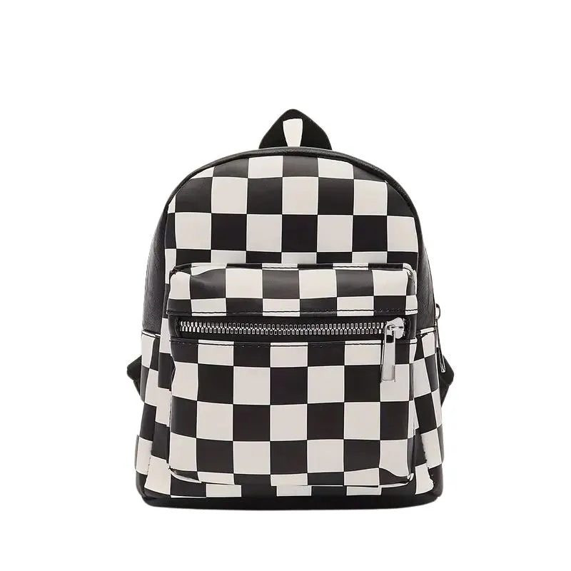 Sac à Dos Noir et Blanc à Motif Échiquier