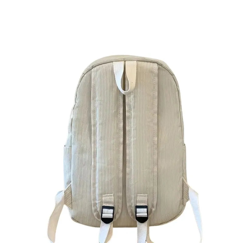 Sac à Dos Blanc en Velours Côtelé